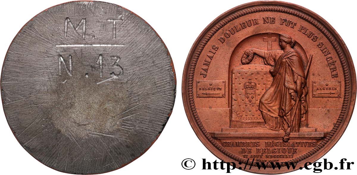LOUIS-PHILIPPE I Médaille, A la mémoire du duc Ferdinand d’Orléans, tirage uniface du revers XF