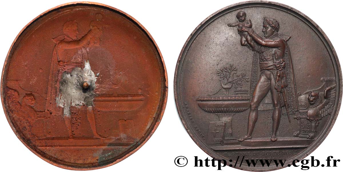 PREMIER EMPIRE Médaille, Baptême du roi de Rome, tirage uniface du revers TTB