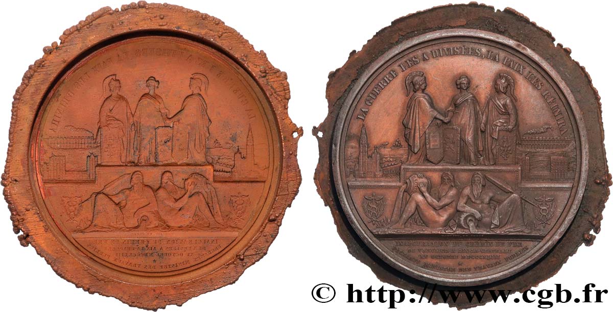 BELGIUM - KINGDOM OF BELGIUM - LEOPOLD I Médaille, Léopold Ier, Inauguration du chemin de fer d Aix-la-Chapelle à Verviers, tirage uniface du revers XF