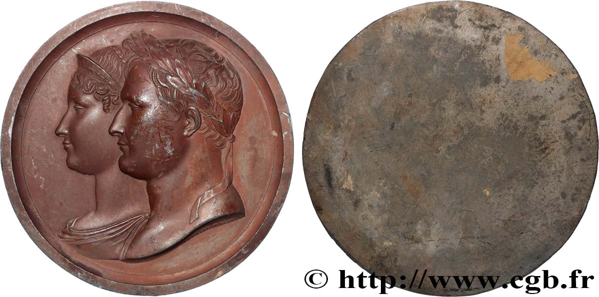 PRIMO IMPERO Médaille, Napoléon Ier et Marie-Louise, tirage uniface BB