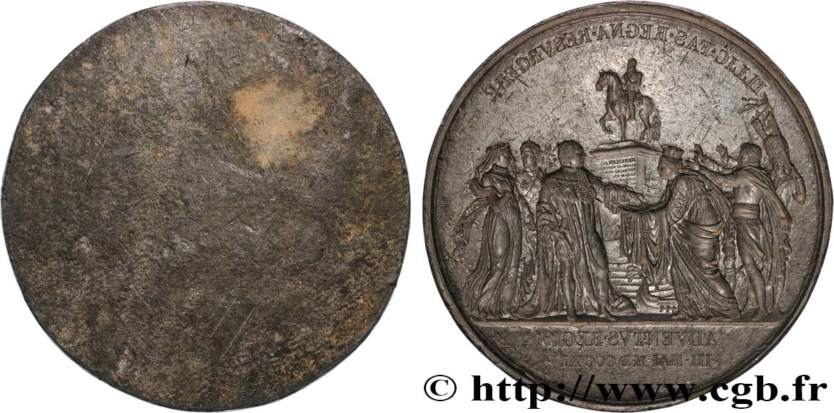 LOUIS XVIII Médaille, Entrée de Louis XVIII à Paris, empreinte en creux du revers XF