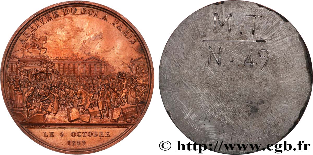 LOUIS XVI Médaille, Arrivée du Roi à Paris, tirage uniface AU