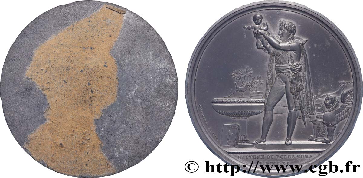 NAPOLEON S EMPIRE Médaille, Baptême du roi de Rome, tirage uniface du revers AU