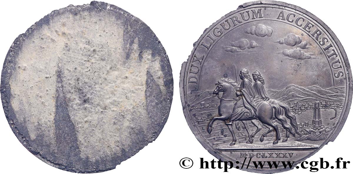 LOUIS XIV  THE SUN KING  Médaille, Arrivée du Doge de Gênes, tirage uniface du revers AU