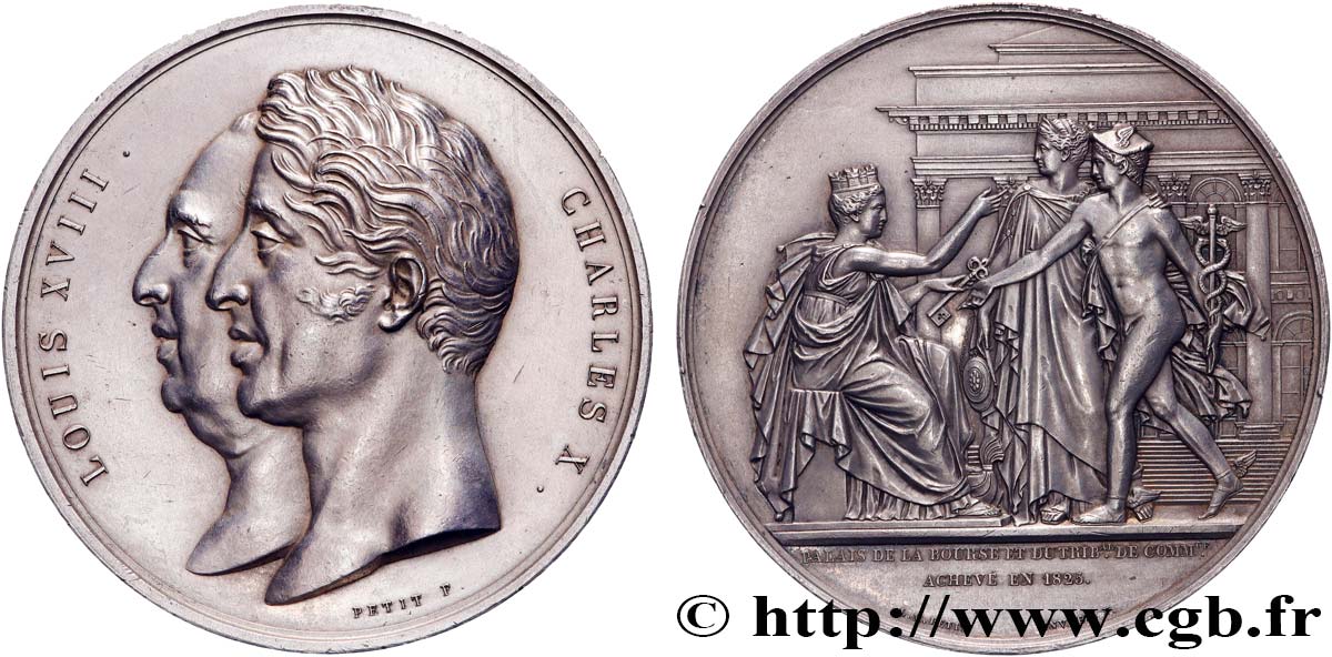 CHARLES X Médaille, Achèvement du Palais de la Bourse et du tribunal de commerce de Paris AU