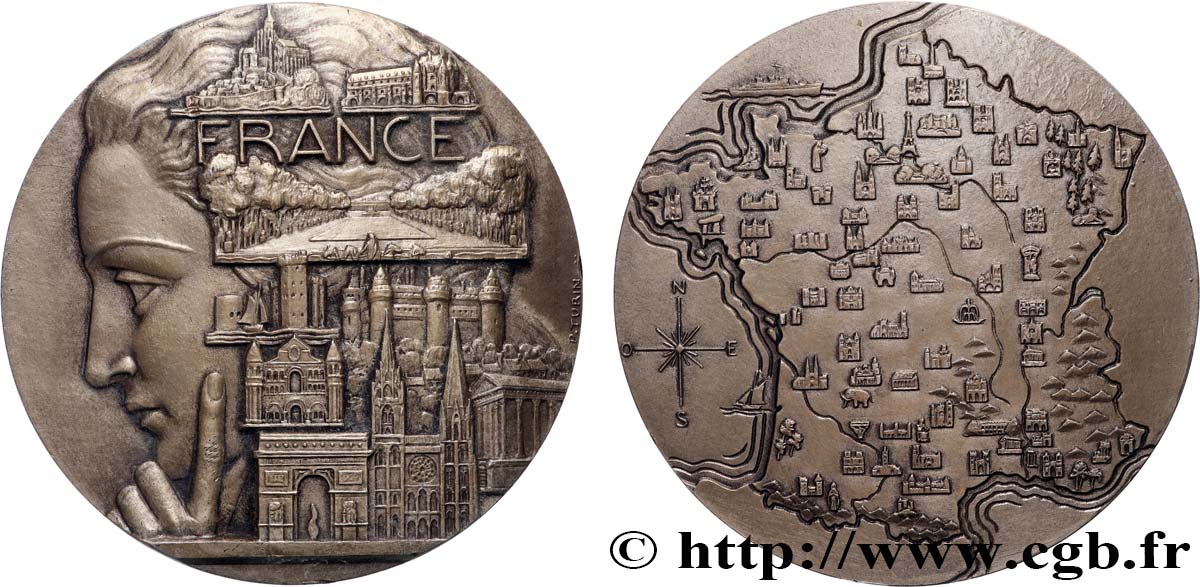 CINQUIÈME RÉPUBLIQUE Médaille, France de Pierre Turin, refrappe TTB+/SUP