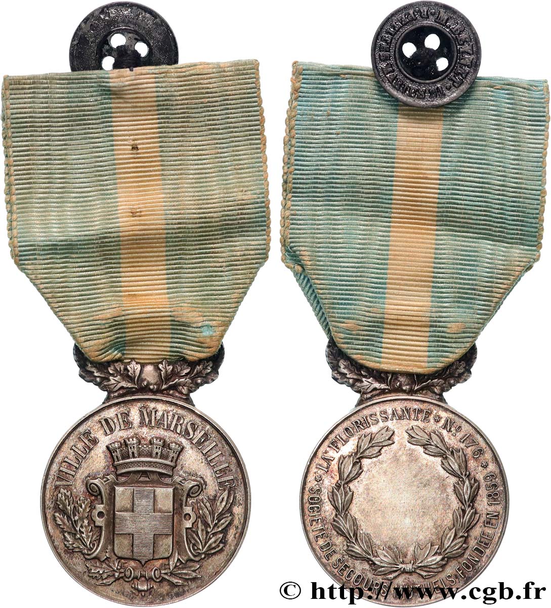 ASSURANCES Médaille, Société de Secours Mutuels, La Florissante n°176 AU