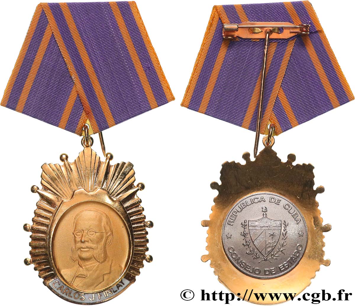 CUBA - RÉPUBLIQUE Médaille, Ordre Carlos J. Finlay TTB
