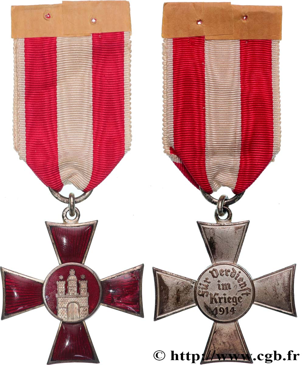 ALLEMAGNE - VILLE LIBRE DE HAMBOURG Médaille, Mérite de guerre TTB