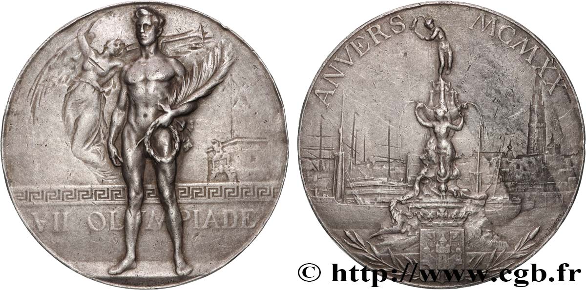 BELGIQUE - ROYAUME DE BELGIQUE - ALBERT Ier Médaille d’argent, Jeux Olympiques d’Anvers TB+