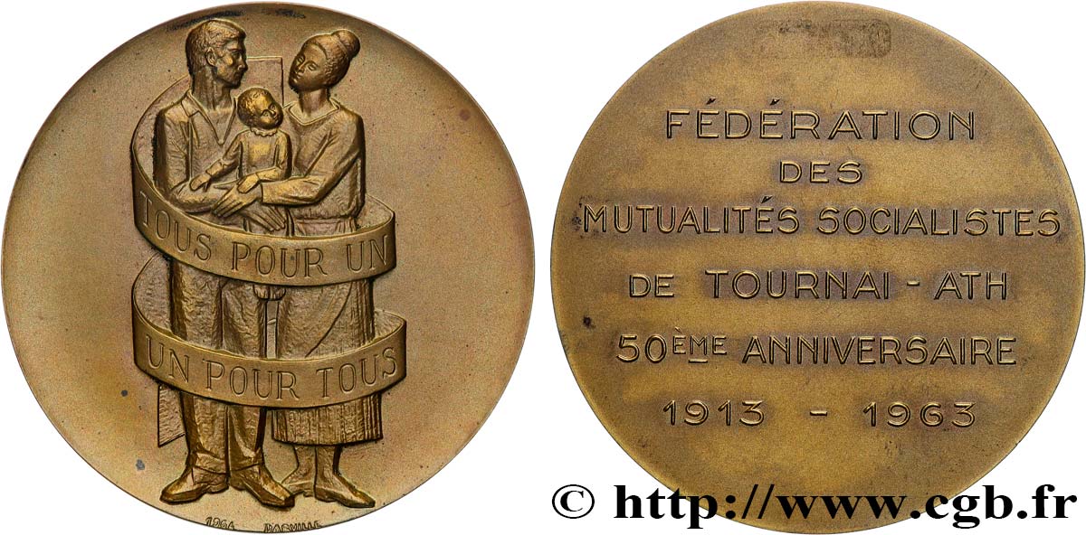 ASSURANCES Médaille, 50e anniversaire de la fédération des mutualités socialistes de Tournai AU