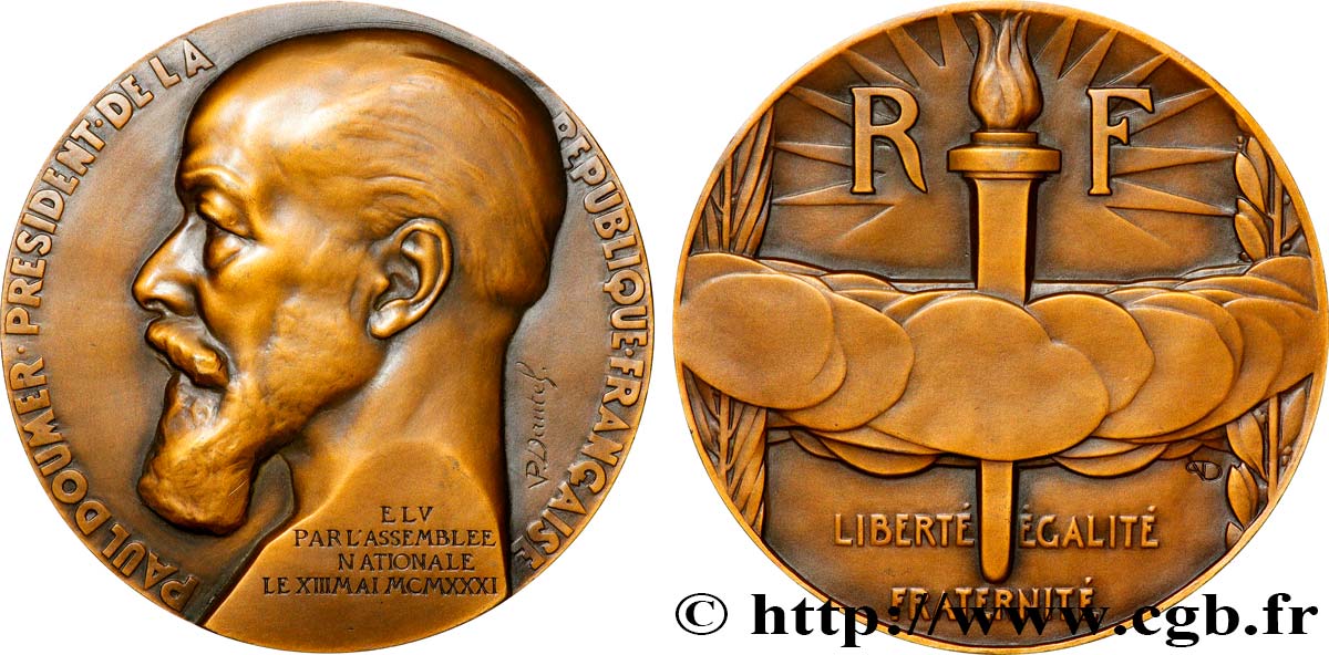 III REPUBLIC Médaille, Élection de Paul Doumer AU
