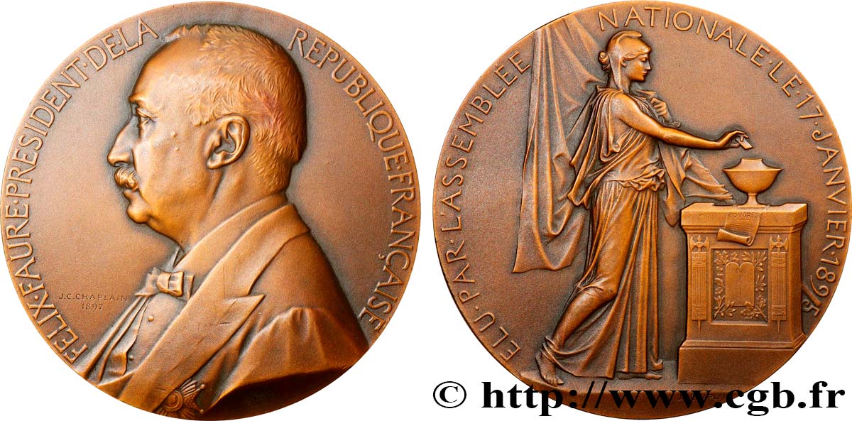 III REPUBLIC Médaille, Élection de Félix Faure AU