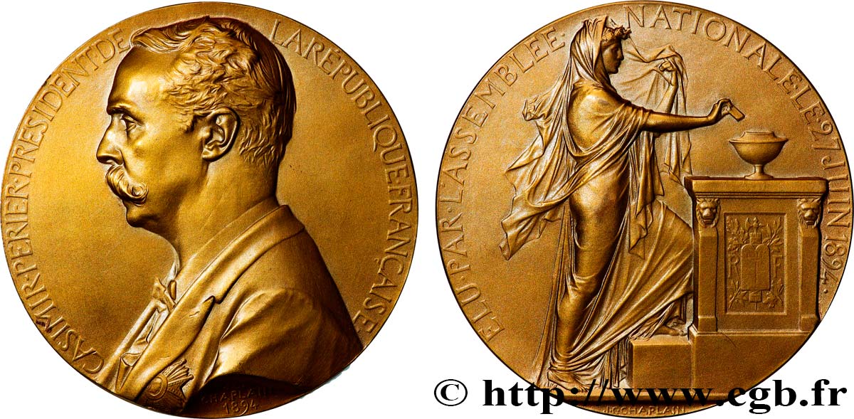 TROISIÈME RÉPUBLIQUE Médaille, Élection de Jean Casimir-Perier TTB+/SUP