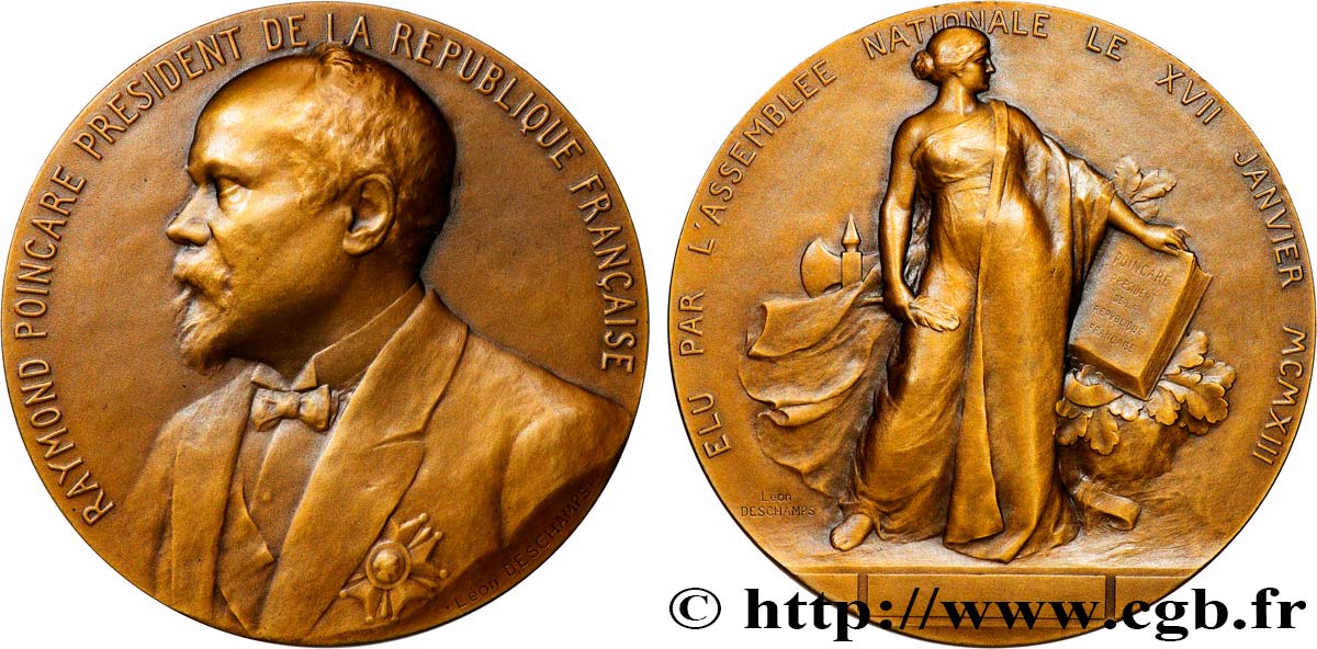TERCERA REPUBLICA FRANCESA Médaille, Élection de Raymond Poincaré EBC