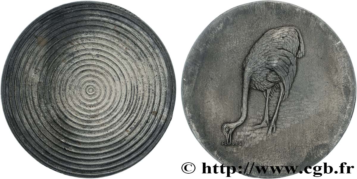 ANIMALS Médaille animalière - Autruche, Épreuve de contrôle du revers AU