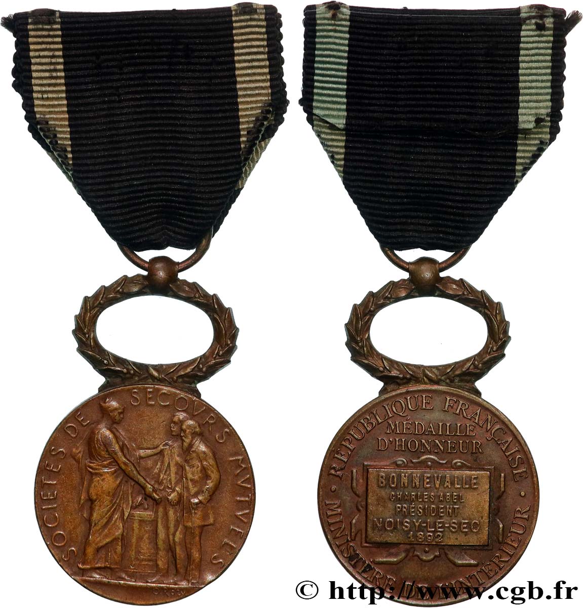 LES ASSURANCES Médaille d’honneur, Société de secours mutuels BB