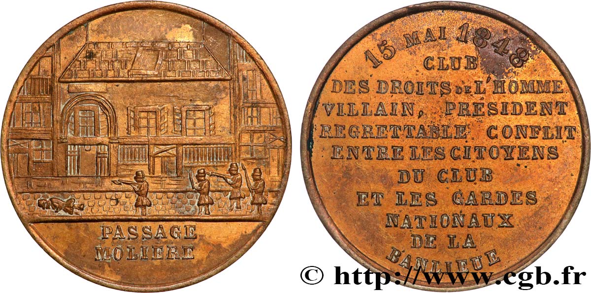 DEUXIÈME RÉPUBLIQUE Médaille, Passage Molière TTB