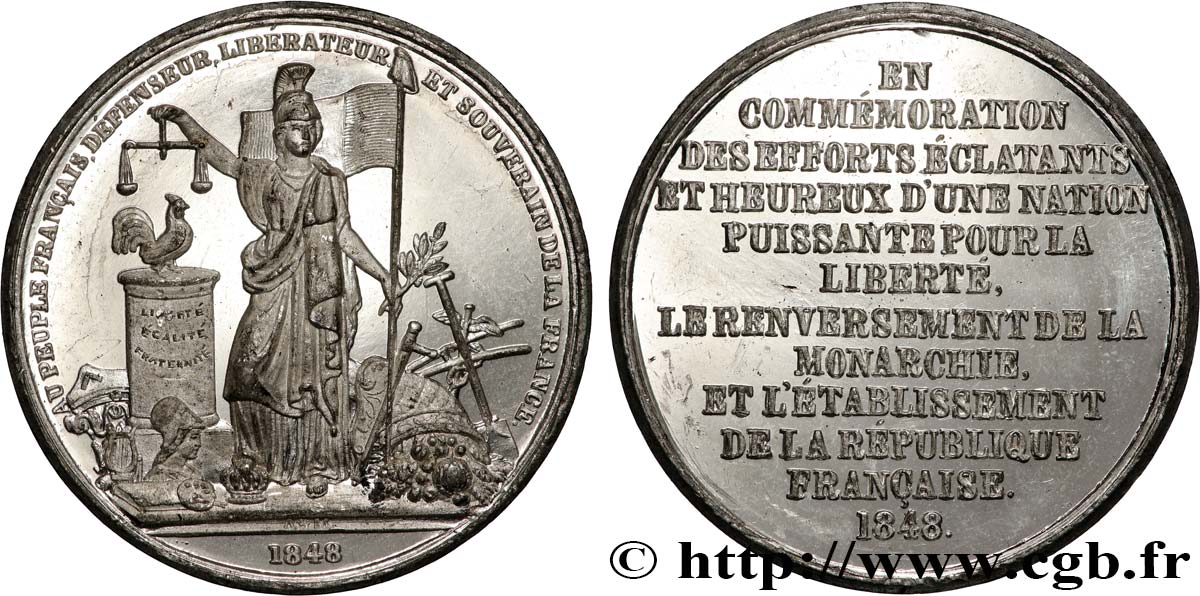 SEGUNDA REPUBLICA FRANCESA Médaille, Commémoration des efforts éclatants EBC