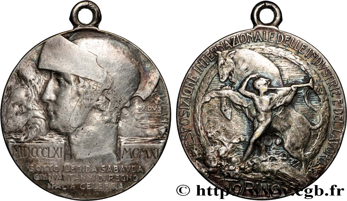 ITALY - VICTOR EMMANUEL III Médaille, Exposition internationale de l’Industrie et du Travail VF