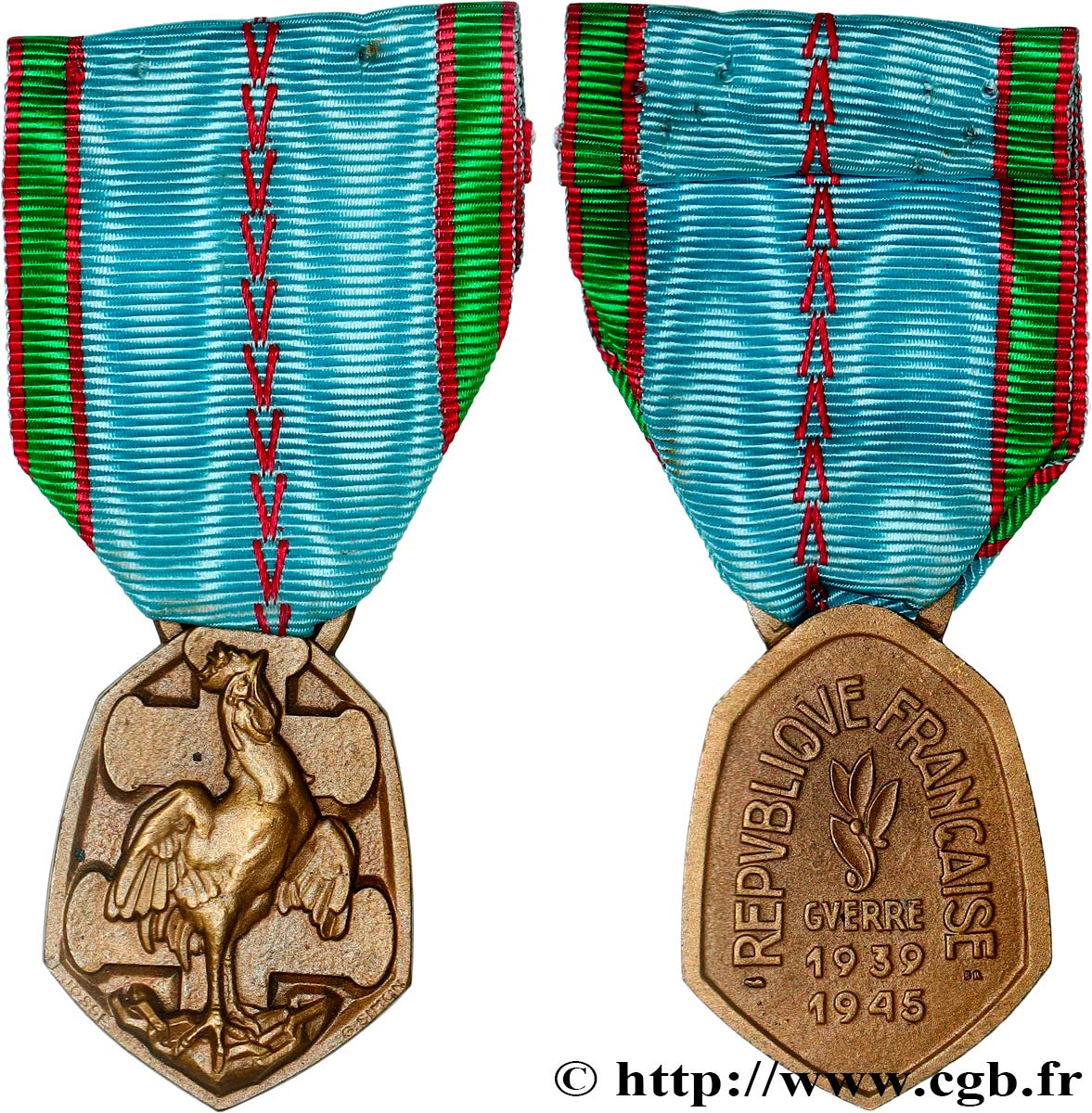 GOUVERNEMENT PROVISOIRE DE LA RÉPUBLIQUE FRANÇAISE Médaille commémorative française de la guerre 1939-1945 TTB+