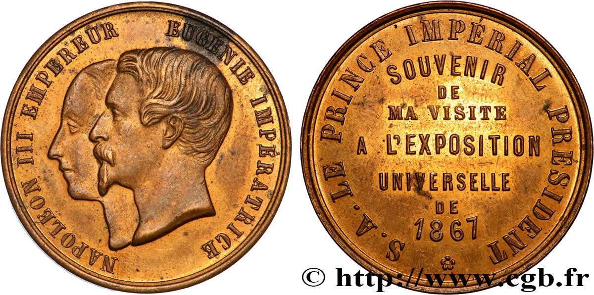 SECOND EMPIRE Médaille de la famille impériale, souvenir de l’Exposition XF