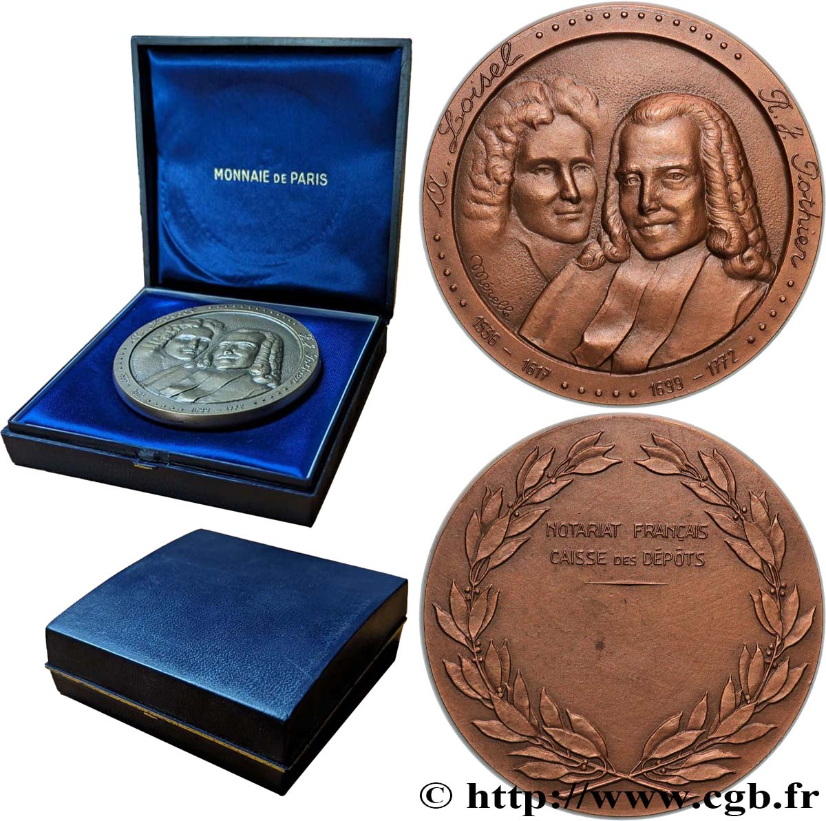 NOTAIRES DU XIXe SIECLE Médaille, Loisel et Pothier, Caisse des dépôts AU
