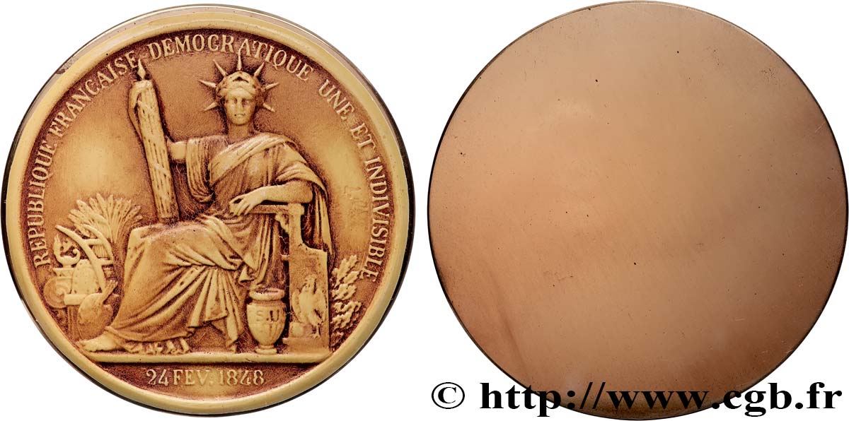 CINQUIÈME RÉPUBLIQUE Médaille, Reproduction du sceau de la république de 1848 TTB