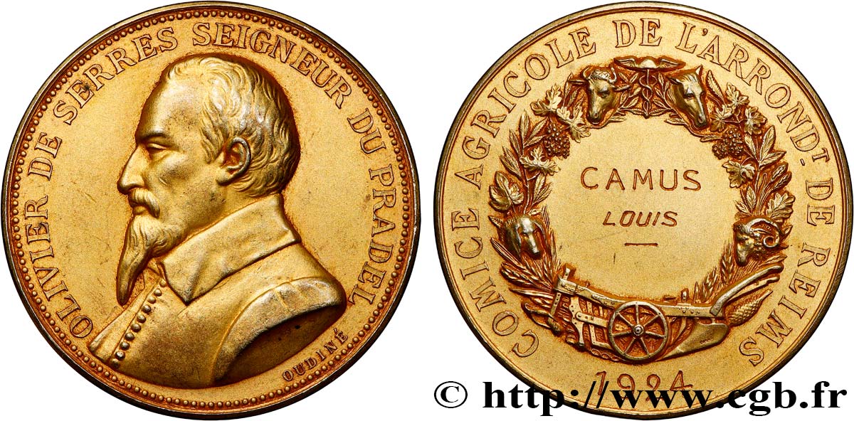 TROISIÈME RÉPUBLIQUE Médaille, Comice agricole de Reims TTB