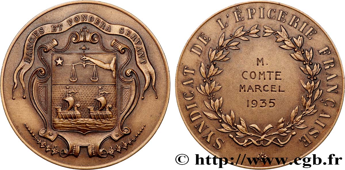 DRITTE FRANZOSISCHE REPUBLIK Médaille, Syndicat de l’épicerie française VZ