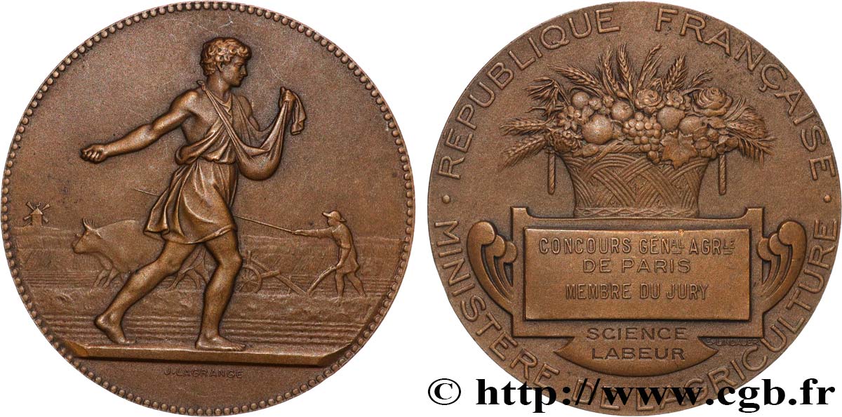 DRITTE FRANZOSISCHE REPUBLIK Médaille, Concours Général Agricole, Membre du jury fVZ