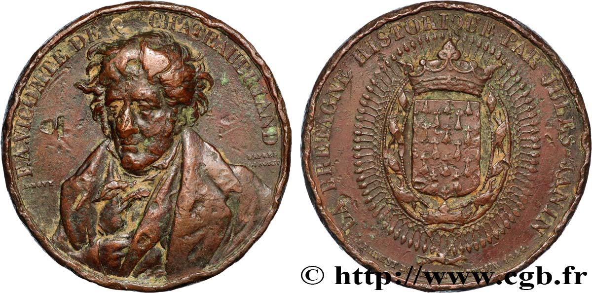 LOUIS-PHILIPPE I Médaille, Jules Janin, Vicomte de Chateaubriand VF