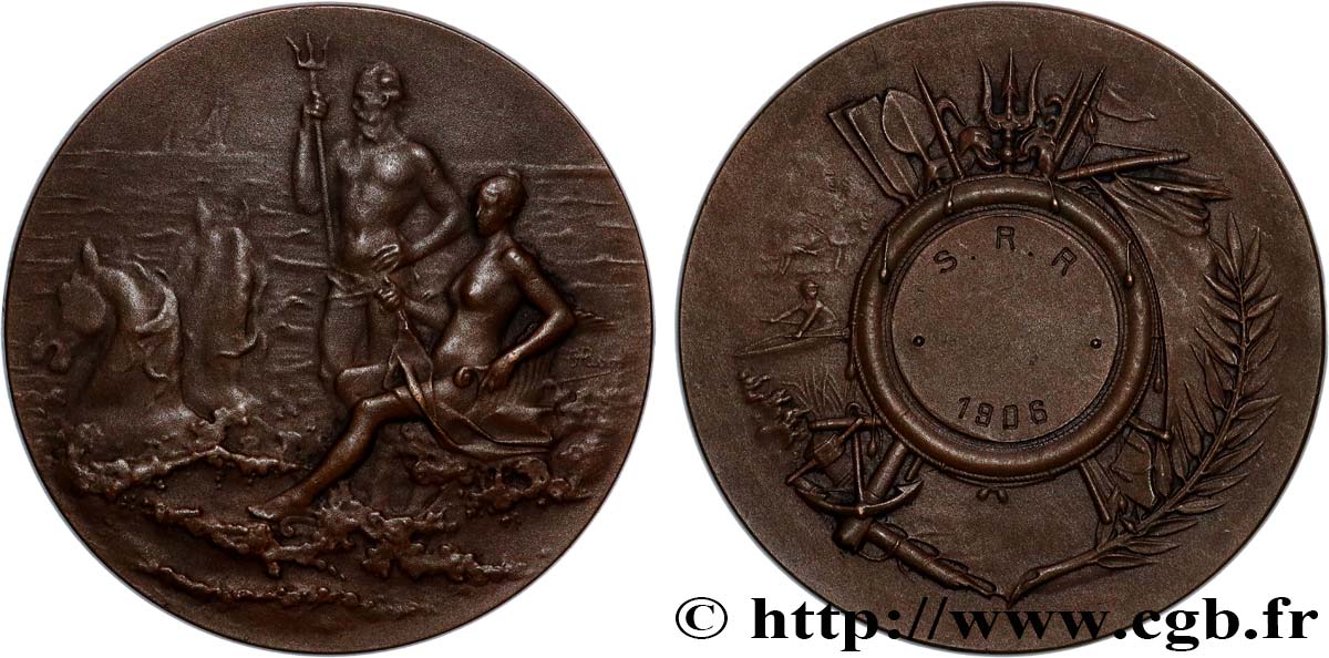 III REPUBLIC Médaille, Société des régates AU
