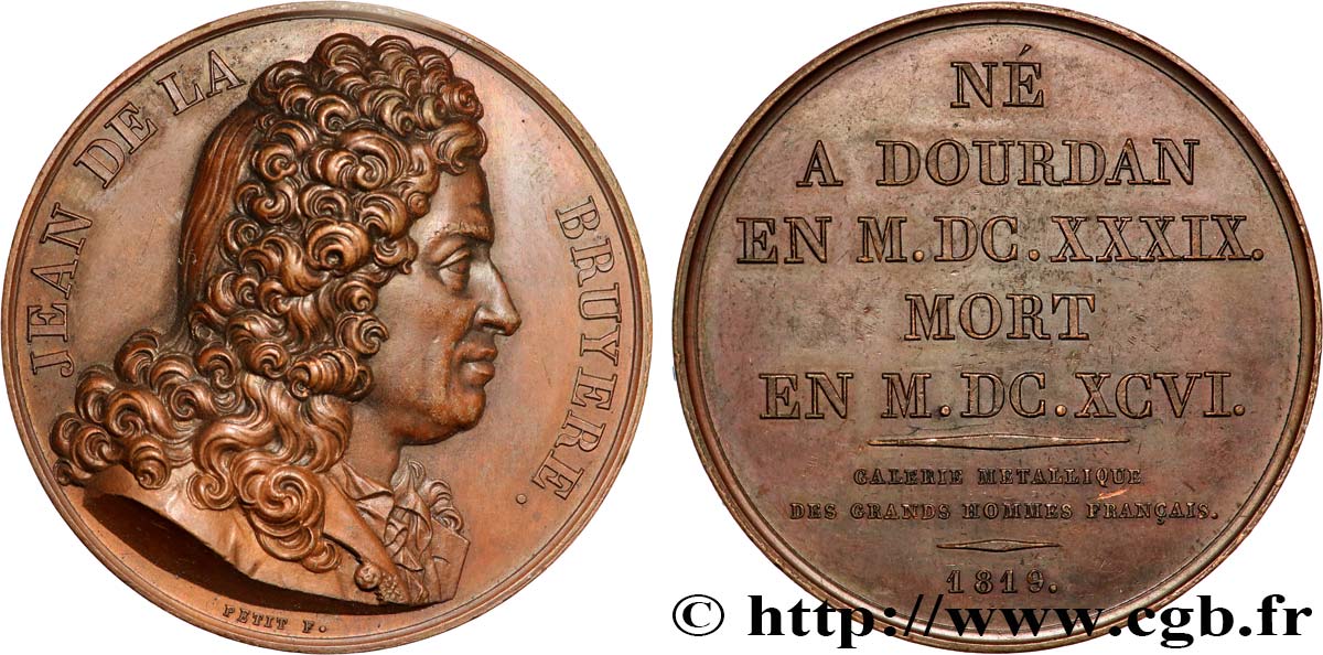 GALERIE MÉTALLIQUE DES GRANDS HOMMES FRANÇAIS Médaille, Jean de la Bruyère TTB+