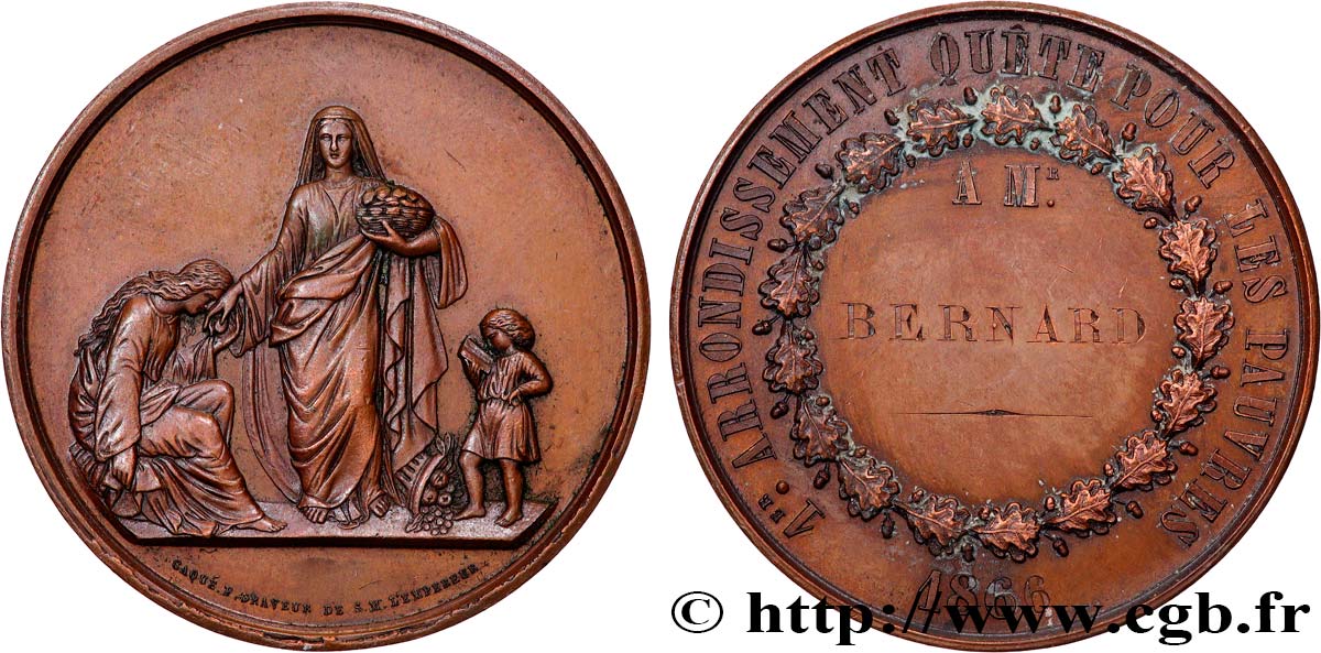 SECOND EMPIRE Médaille, Quête pour les pauvres XF