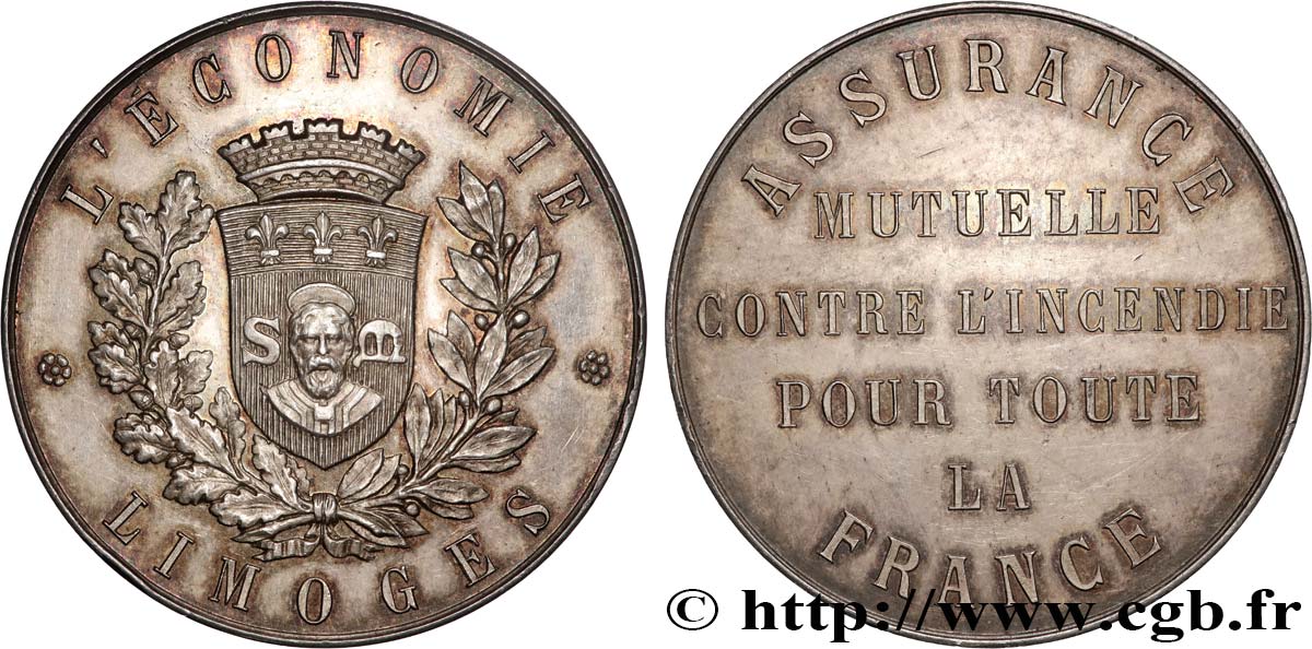ASSURANCES Médaille, Assurances mutuelles contre l’incendie - L’économie - Incendie, refrappe TTB+/SUP
