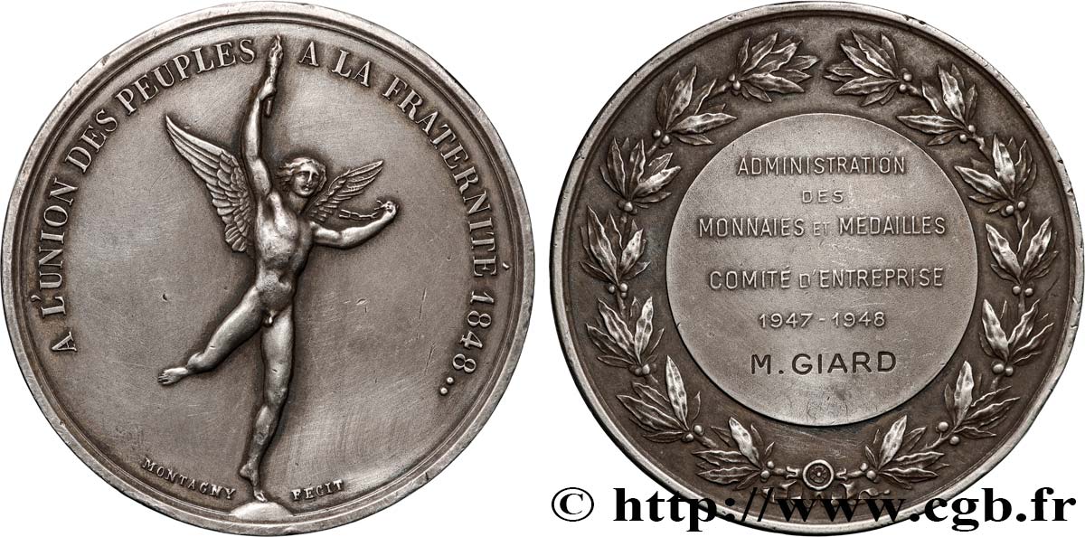 CUARTA REPUBLICA FRANCESA Médaille, Administration des monnaies et médailles, Comité d’entreprise MBC+