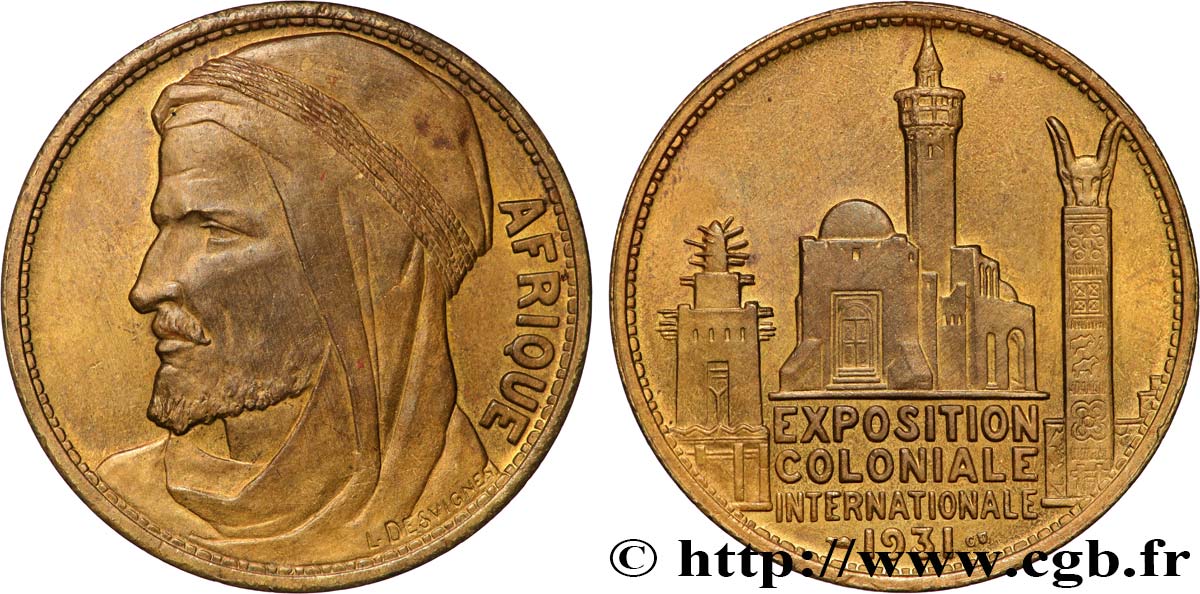 TROISIÈME RÉPUBLIQUE Médaille, Exposition Coloniale Internationale - Afrique TTB