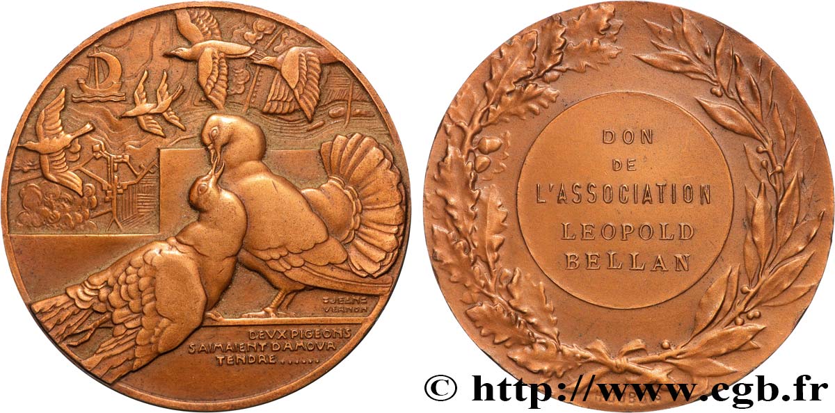 LITERATURE : WRITERS - POETS Médaille, Les deux pigeons, Don de l’association Léopold Bellan fVZ