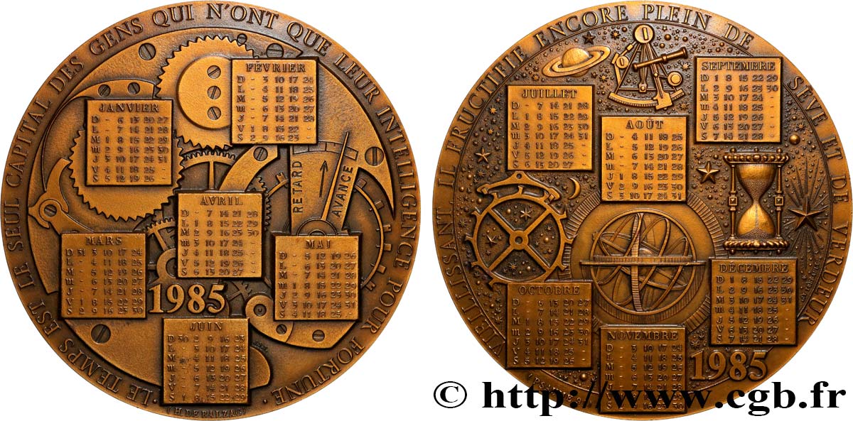 V REPUBLIC Médaille calendrier, Le Temps AU