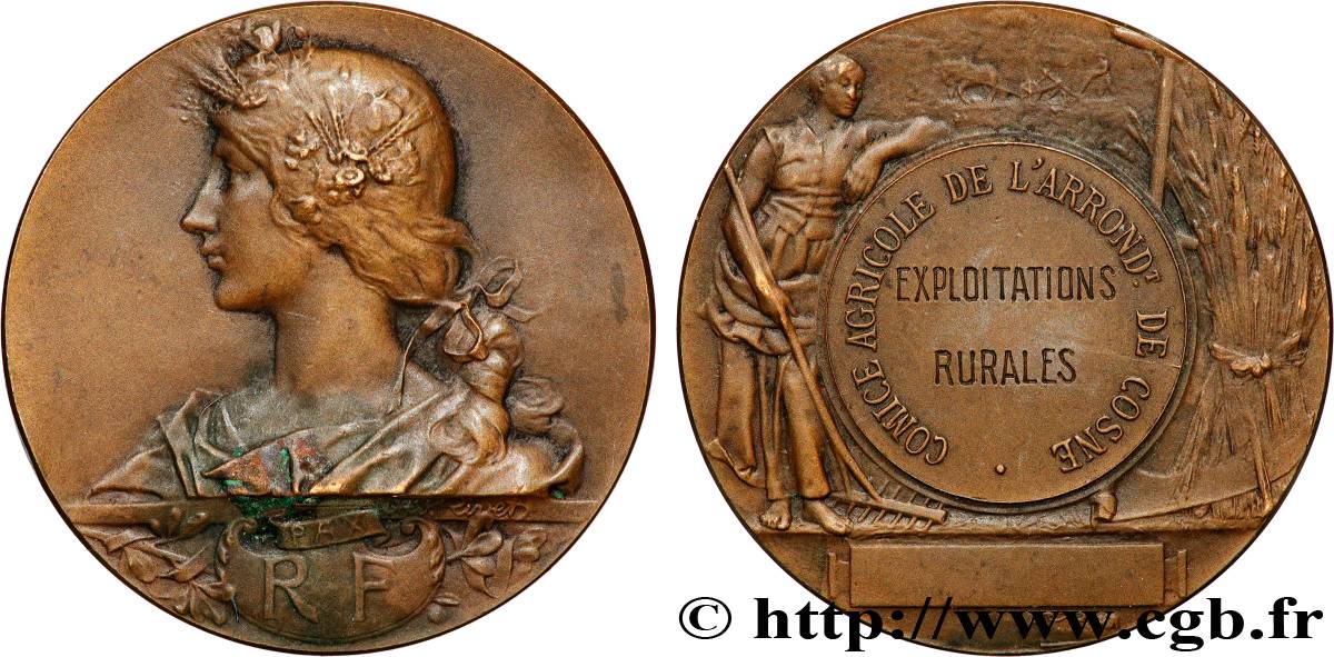 TROISIÈME RÉPUBLIQUE Médaille, Comice agricole, Exploitations rurales TTB+
