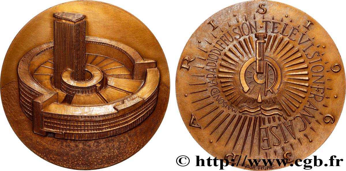 QUINTA REPUBLICA FRANCESA Médaille, Maison de la Radiodiffusion-Télévision Française EBC