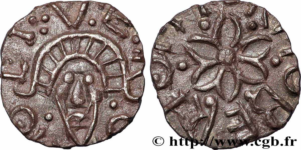 ROUEN (ROTOMO CIVITAS) - (Seine-Maritime) Denier à la fleur et à la tête de face AU