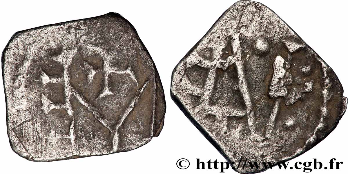 MONETE DELLO MEROVINGI - POITOU - METALVS VICVS - Melle ? (Deux-Sevres) Denier au monogramme ME BB