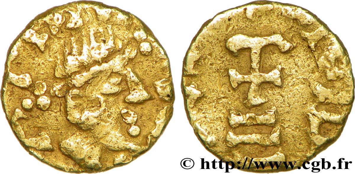 MEROVINGIAN COINS - indeterminate MINT Triens, monétaire indéterminé B. 5546 VF