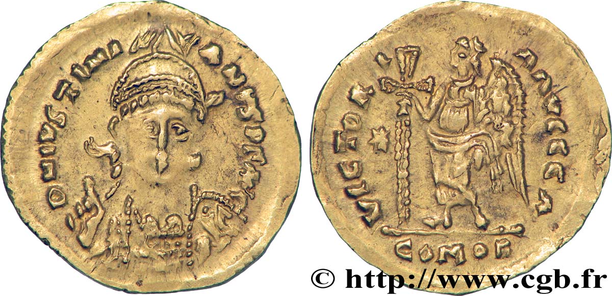 ROYAUME OSTROGOTH - ATHALARIC Solidus à la victoire au nom de Justinien Ier SS/fVZ