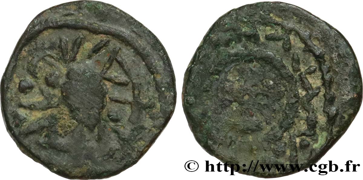 MEROVINGIAN COINS - indeterminate MINT Bronze ou denier à la tête à droite et à la pseudo légende XF/VF
