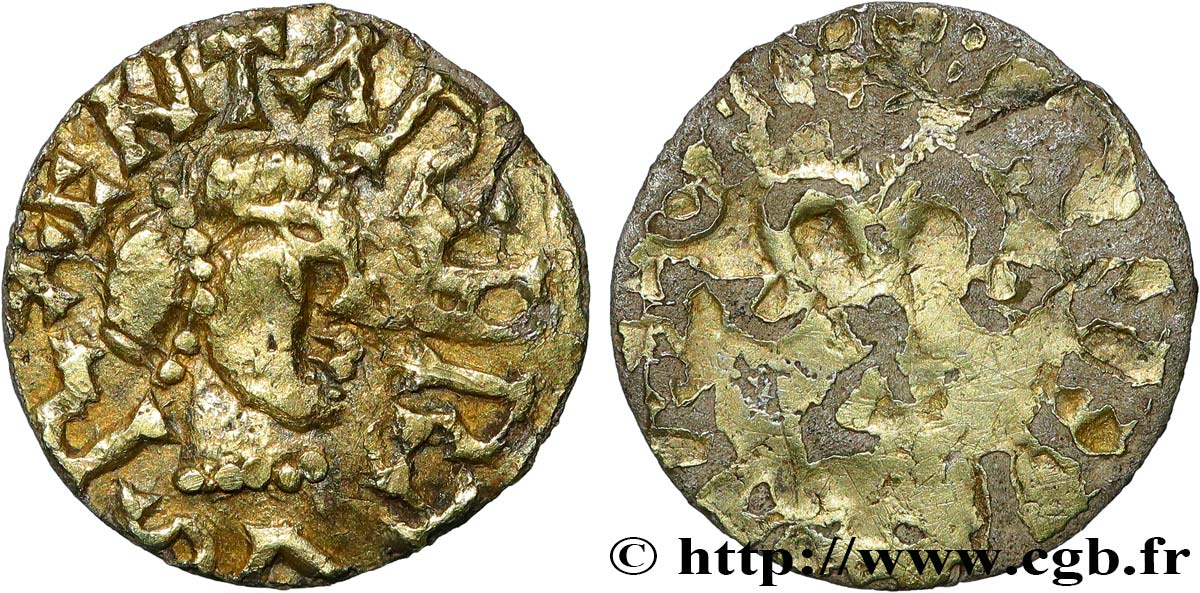 MONETE DELLO MEROVINGI - BANASSAC (BANNACIACO) - Lozere Triens au nom de CARIBERT II, faux d’époque BB