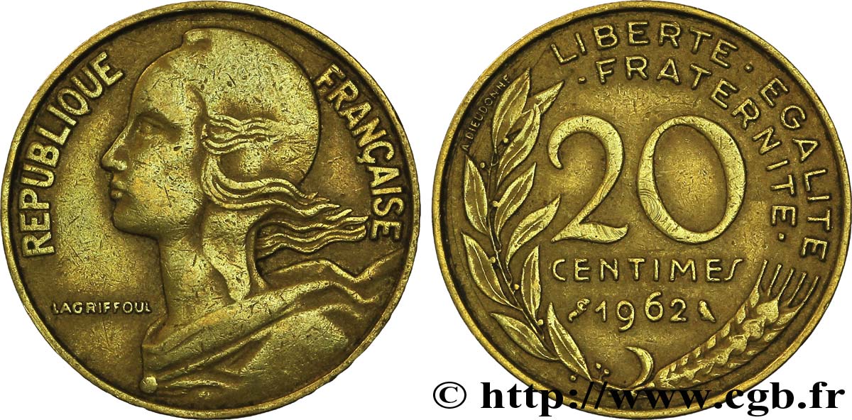 20 centimes Marianne 1962 Paris F.156/2 TB35