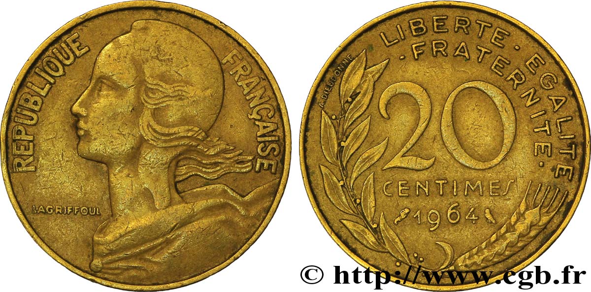 20 centimes Marianne 1964 Paris F.156/4 TB20